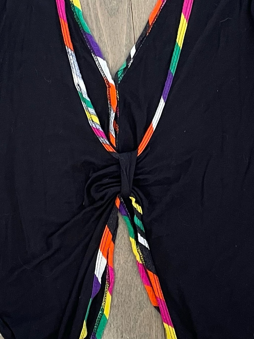 Vintage Rainbow Trim Convertible Open Back Cardigan Top One size fits most. - Picture 10 of 13